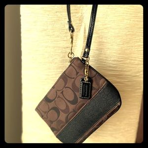 Coach brown wristlet